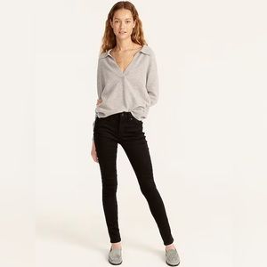 J Crew High Rise Stretchy Toothpick Jeans in Black
